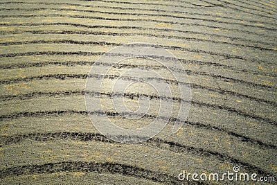 Aerial view of the signs of drought in the fields of Tuscany Italy Stock Photo