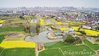 Aerial photography, Anhui Xuancheng Village, spring and rural scenery Stock Photo