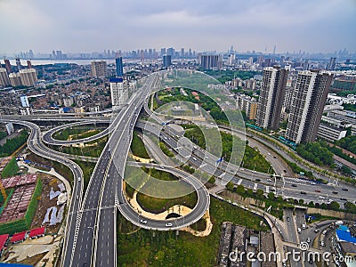Aerial photography bird-eye view of City viaduct bridge road lan Stock Photo