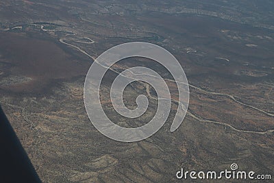 Aerial photography-Birds Eye View of of southern, eastern and south eastern Ethiopia including Wabe Shebele River and Valley Stock Photo