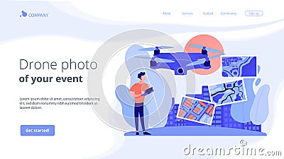 Aerial photography concept landing page Vector Illustration
