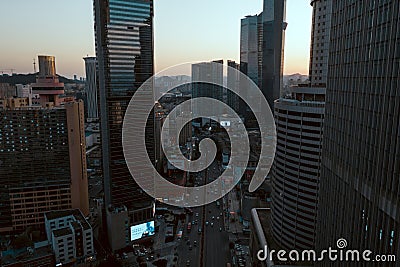 Aerial photography of Dalian city scenery, China`s second tier city Editorial Stock Photo