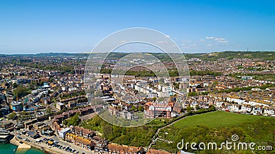 Aerial photography of Folkestone city, Kent, England Stock Photo