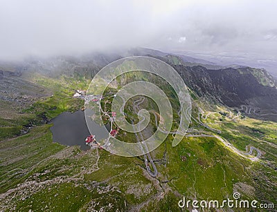 Aerial photography of a glacial lake in Romania Stock Photo