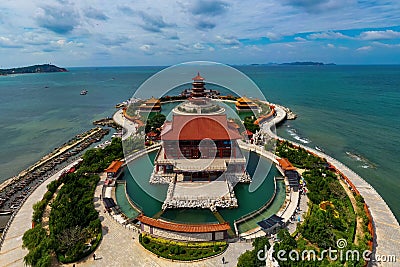 Aerial photography of Penglai tourist attraction Editorial Stock Photo