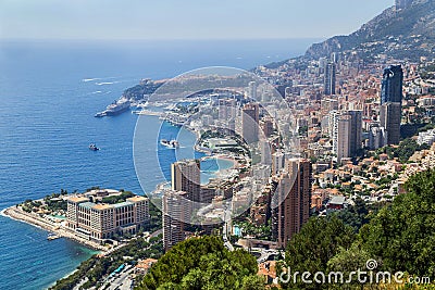 Aerial, picturesque view over the Monaco. France. Stock Photo