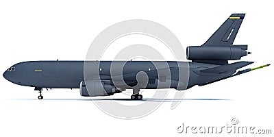 Aerial refueling aircraft 3D rendering of military airplane on white background Stock Photo