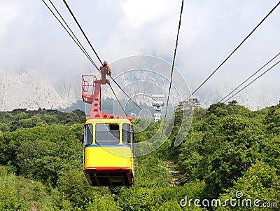 Aerial ropeway cabin Stock Photo