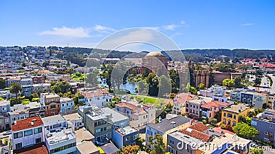 Aerial of San Francisco colorful beach homes Editorial Stock Photo