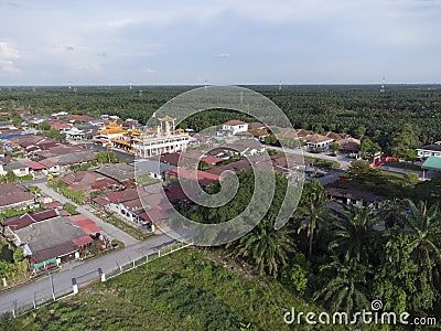 Aerial scene of the daytime sky at suburb town Stock Photo