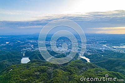 Aerial scenery of Hengfeng Cen Mountain Stock Photo