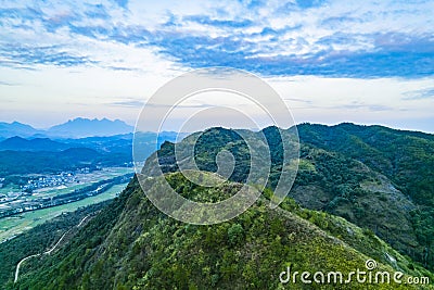 Aerial scenery of Hengfeng Cen Mountain Stock Photo