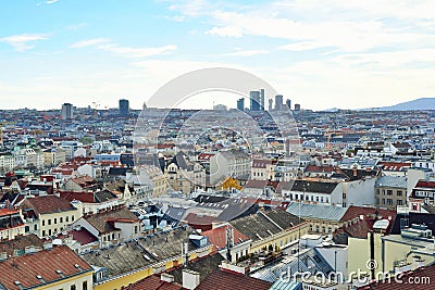 Aerial scenic panoramic view of Vienna Stock Photo