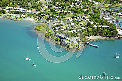 Aerial of seaside town Stock Photo