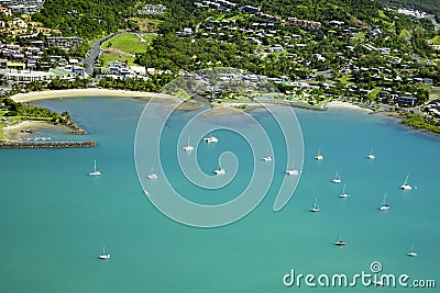 Aerial of seaside town in Whitsundays Australia Stock Photo