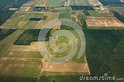 Aerial shot of agriculture fields Stock Photo