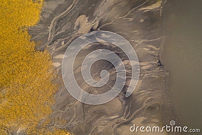 aerial shot of black coal mud settling pond, karvina czech Stock Photo