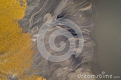 aerial shot of black coal mud settling pond, karvina czech Stock Photo