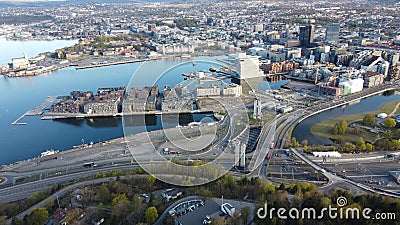 Aerial shot of the city of Oslo, Norway during the summer Stock Photo