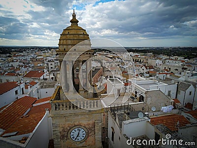 Aerial Shot of the Clocktower that is the Symbol of the City of Noci, Near Bari, in the South of Italy Editorial Stock Photo