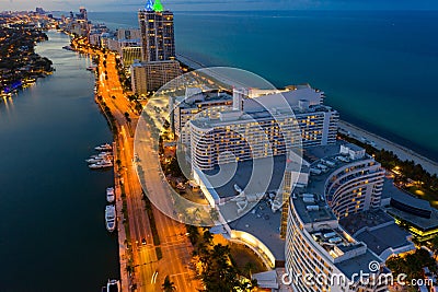 Aerial shot Fontainebleau Hotel north view Stock Photo