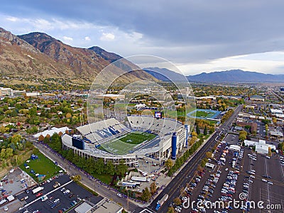 Aerial shot of football stadium Stock Photo