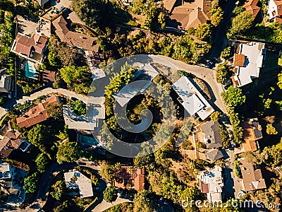 Aerial shot of Holywood district, Los Angeles Stock Photo