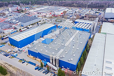 Aerial Shot of Industrial Warehouse/ Storage Building/ Loading Editorial Stock Photo