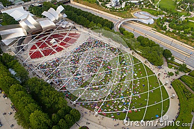 Aerial image of the Jay Pritzker Pavilion Millennium Park Editorial Stock Photo