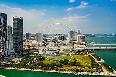 Aerial shot Maurice A Ferre Park Miami FL Stock Photo
