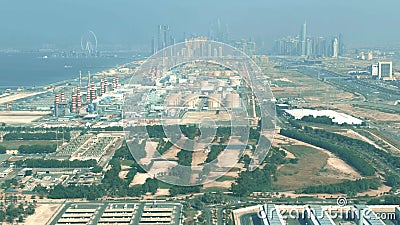 Aerial view of a modern power plant and water desalination complex in Dubai, UAE Stock Photo