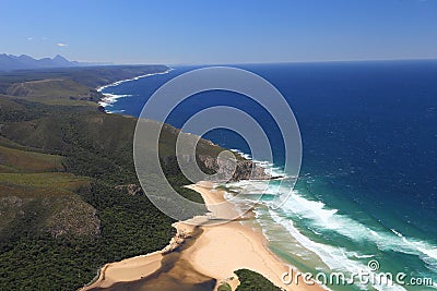 Aerial shot of Natures Valley in the Garden Route Stock Photo