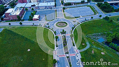 Aerial shot of a roundabout street in Winston-Salem, USA Stock Photo