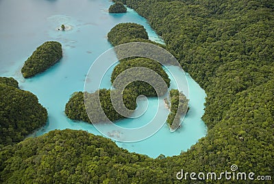 Aerial shot of Milky Way lagoon Palau Stock Photo