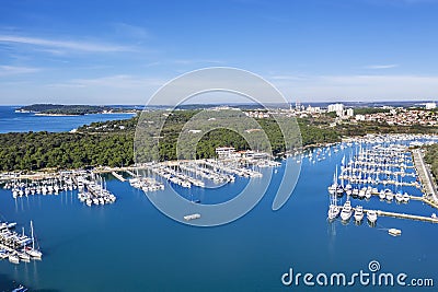 An aerial shot of Verudela peninsula in Pula Stock Photo