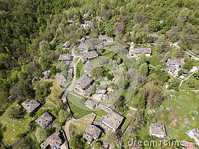 Aerial Spring view of village of Bozhentsi, Bulgaria Stock Photo