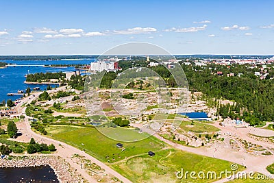 Aerial summer view of Katariina Seaside Park, Kotka, Finland Stock Photo