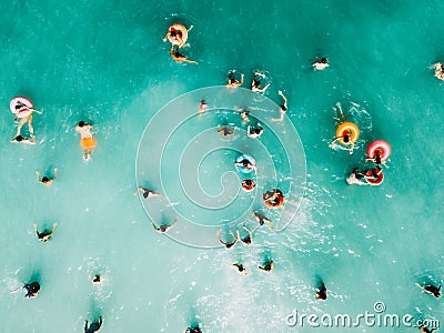 Aerial Summer View Of Ocean Water Full Of Tourists Editorial Stock Photo