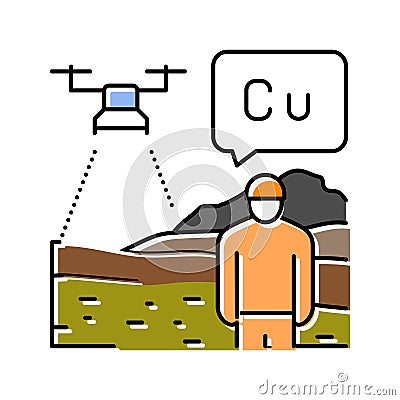 aerial surveying exploration copper color icon vector illustration Vector Illustration