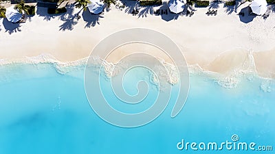 Aerial top down view of the turquoise sea of Cape Santa Maria beach Stock Photo