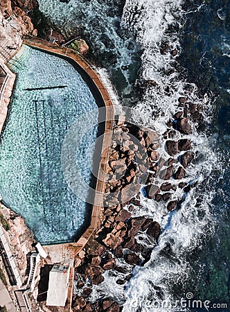 Aerial top view of the Bronte Baths in Sydney, Australia Stock Photo