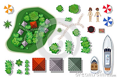 Aerial top view of an island Vector Illustration