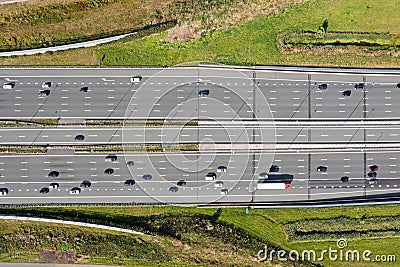 Aerial topshot from the highway A1 near Amsterdam in the Netherlands Stock Photo