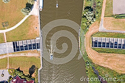 Aerial toshot from aquaduct Galamadammen in Friesland the Netherlands Stock Photo