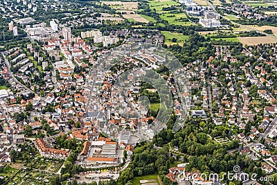 Aerial of town of Schwalbach in Germany Stock Photo