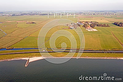 Aerial from a typically dutch landscape in the Netherlands Stock Photo