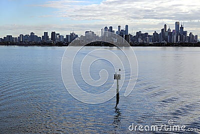 Aerial urban landscape view of Melbourne city skyline Stock Photo