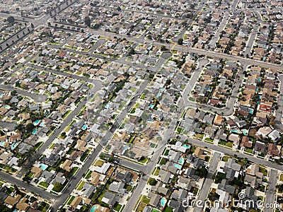 Aerial of urban sprawl. Stock Photo