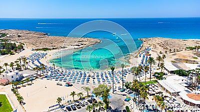 Aerial Vathia Gonia beach, Ayia Napa, Cyprus Stock Photo
