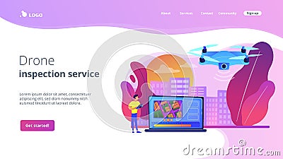 Aerial videography concept landing page Vector Illustration